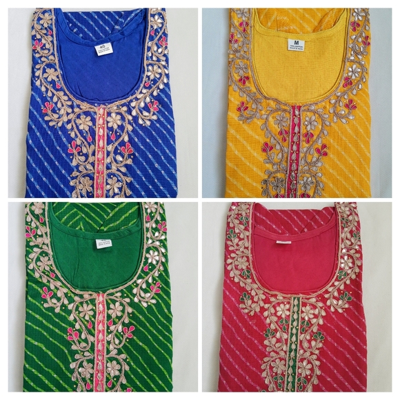 Leheriya kurta with gota work on the yoke - Picture 2 of 2